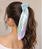 Iridescent Satin Scarf Scrunchie with Long Flowing Tails
