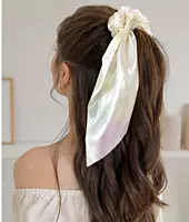 Iridescent Satin Scarf Scrunchie with Long Flowing Tails