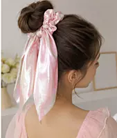 Iridescent Satin Scarf Scrunchie with Long Flowing Tails