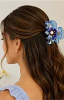 Floral Pearl Embellished Acrylic Hair Claw Clip