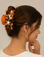 Floral Pearl Embellished Acrylic Hair Claw Clip