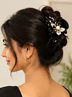Floral Pearl Embellished Acrylic Hair Claw Clip