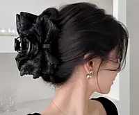 Oversized Organza Flower Hair Claw Clip with Crystal Accent