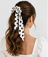 Cow Print Scarf Scrunchie Hair Tie with Long Ribbon Tails