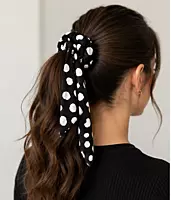 Cow Print Scarf Scrunchie Hair Tie with Long Ribbon Tails