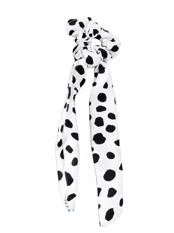 Cow Print Scarf Scrunchie Hair Tie with Long Ribbon Tails