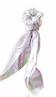 Iridescent Satin Scarf Scrunchie with Long Flowing Tails