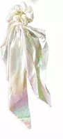 Iridescent Satin Scarf Scrunchie with Long Flowing Tails