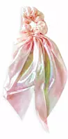 Iridescent Satin Scarf Scrunchie with Long Flowing Tails