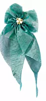 Textured Fabric Hair Bow with Faux Pearl Floral Centre and Long Tails