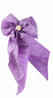 Textured Fabric Hair Bow with Faux Pearl Floral Centre and Long Tails
