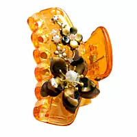 Floral Pearl Embellished Acrylic Hair Claw Clip