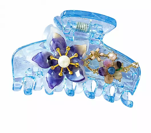 Floral Pearl Embellished Acrylic Hair Claw Clip
