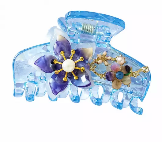 Floral Pearl Embellished Acrylic Hair Claw Clip