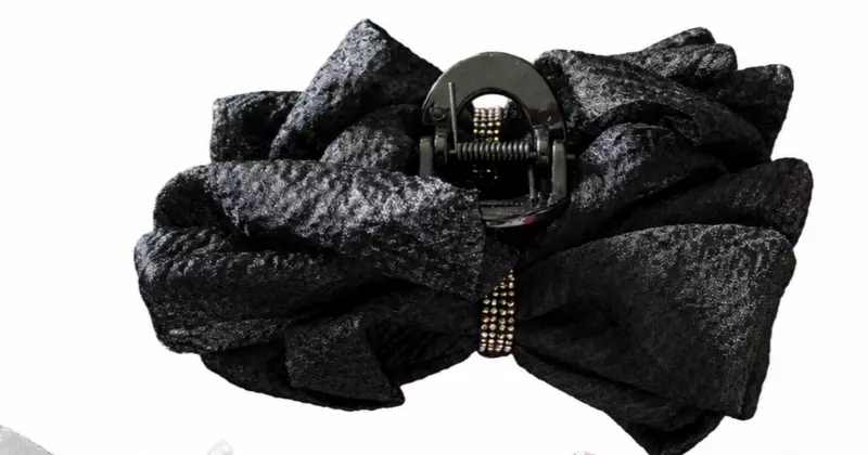 Oversized Organza Flower Hair Claw Clip with Crystal Accent