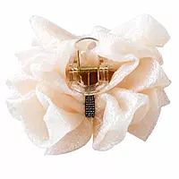 Oversized Organza Flower Hair Claw Clip with Crystal Accent