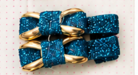 Textured Bow Hair Pins with Gold-Tone Detail