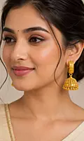 Gold-Tone Traditional Jhumka Earrings cylinder