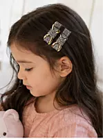 Textured Bow Hair Pins with Gold-Tone Detail