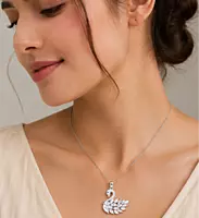 Crystal Swan Pendant Necklace in Gold and Silver-Tone Variants