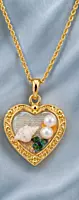 Gold-Tone Heart Pendant with Shell, Pearl-Style and Ocean-Inspired Details