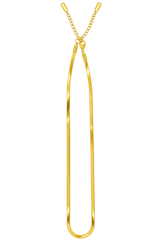 Gold-Tone Long Oval Link Chain Necklace with Knot Detail