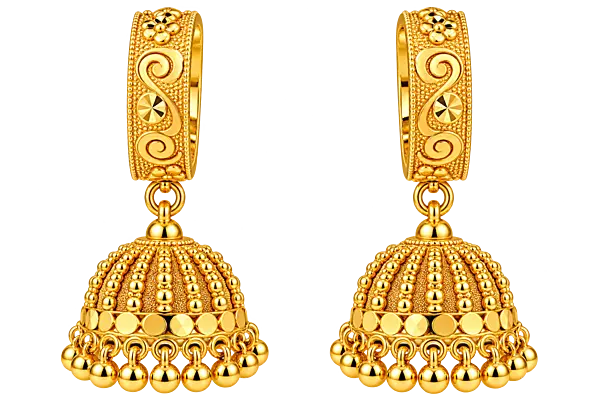 Gold-Tone Traditional Jhumka Earrings cylinder