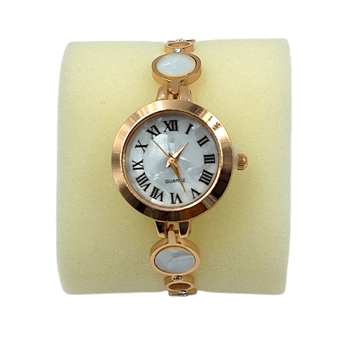 Rose Gold Mother of Pearl Bolo Bracelet Watch for Women