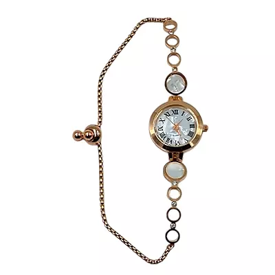 Rose Gold Mother of Pearl Bolo Bracelet Watch for Women