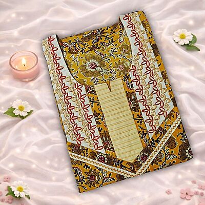 Biscotte Yellow Cotton Nighty With Geometric Print All Over From Libas Loungewear - AL1137