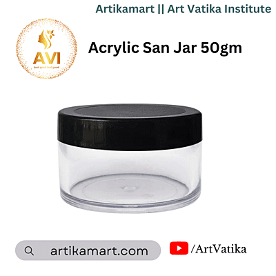 Acrylic San Jar + White Inner + BLACK Cap - 50g Acrylic San Jar + White Inner + BLACK Cap - 50g