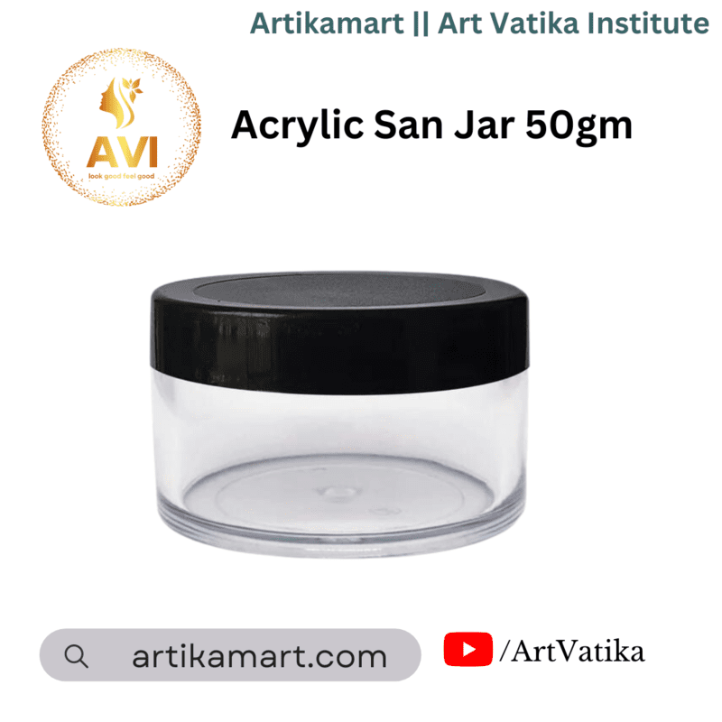 Acrylic San Jar + White Inner + BLACK Cap - 50g Acrylic San Jar + White Inner + BLACK Cap - 50g