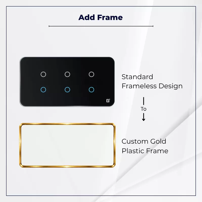 D2Touch Gold Plastic Frame For 2M/4M/6M/8M Panel Frame for Acrylic Glossy, Matte & Glass Panels, Add As Accessories Per Panel