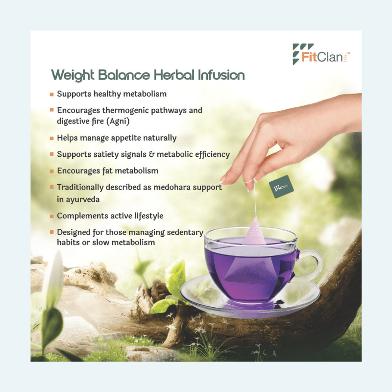 Weight Balance Herbal Tea | Ayurvedic Slimming Tea with Green Tea, Blue Pea & Triphala