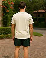 Unisex Off-White Plain Crew Neck Tee
