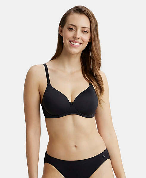 Jockey Wirefree Padded Microfiber Elastane Stretch Full Coverage T-Shirt Bra with Magic Under Cup 1819