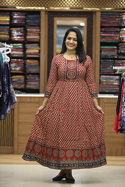 1830jd brick red anarkali 48length top