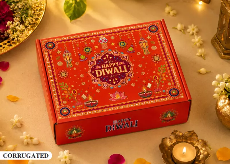 Diwali Mailer Box Corrugated - 10.25x8x2 Inch - 1838