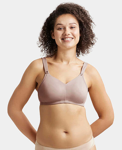 Jockey Wirefree Non Padded Soft Touch Microfiber Elastane Stretch Full Coverage Minimizer Bra with Broad Cushioned Fabric Strap 1841X