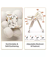 R for Rabbit Marshmallow Smart 2-in-1 High Chair with Swing for Baby, Adjustable Height, Dual Tray, Reclinable Backrest & Footrest Feeding Chair