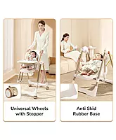 R for Rabbit Marshmallow Smart 2-in-1 High Chair with Swing for Baby, Adjustable Height, Dual Tray, Reclinable Backrest & Footrest Feeding Chair