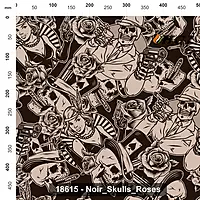 18615 Noir Skulls Roses 18615 Noir Skulls Roses