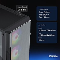 Core 200M Gaming Cabinet, Mid ATX - Black & White