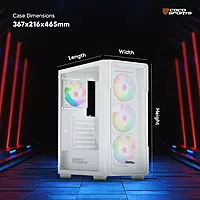 Core 200M Gaming Cabinet, Mid ATX - Black & White