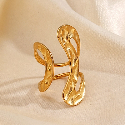 Aurelith 18K Gold-Plated Sculptural Open Ring