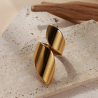 Veyron 18K Gold-Plated Sculptural Double Leaf Open Ring