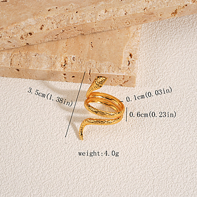 Serpentis 18K Gold-Plated Sculptural Snake Open Ring