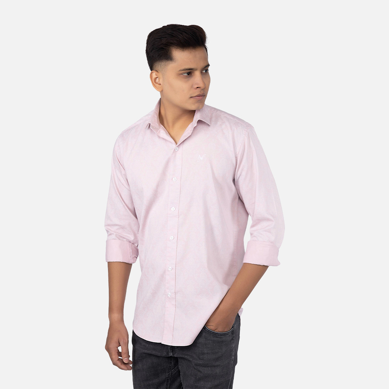 Men Pastel Pink Paisley Printed Casual Shirt