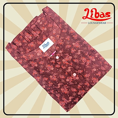 Sommelier Red BiziLIzi Nighty With Floral Design All Over From Libas Loungewear - PS503