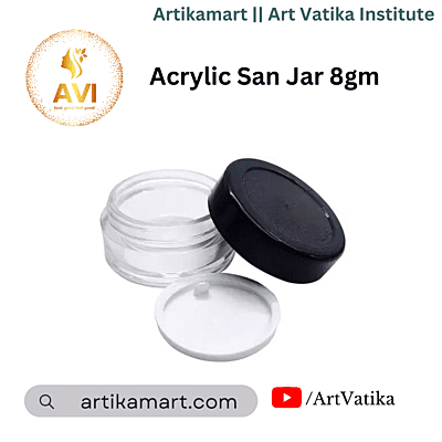 Acrylic San Jar + White Inner + BLACK Cap - 8g Acrylic San Jar + White Inner + BLACK Cap - 8g